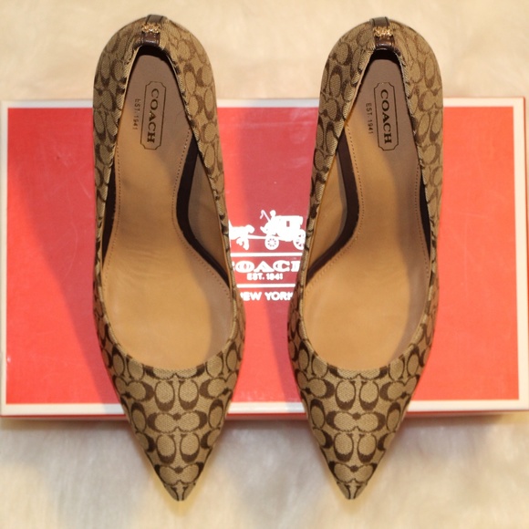 Coach Shoes - Coach Size 10 Khaki Canvas Pointed Toe Pumps (NWT)